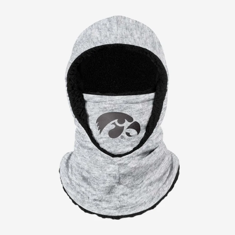 Iowa Hawkeyes Heather Grey Big Logo Hooded Gaiter Hoodie with V-Neck Classic Versatile