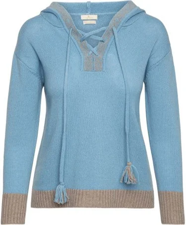 Ladies Hoodie in Merino & Cashmere Hoodie with Half-Zip Sporty Casual