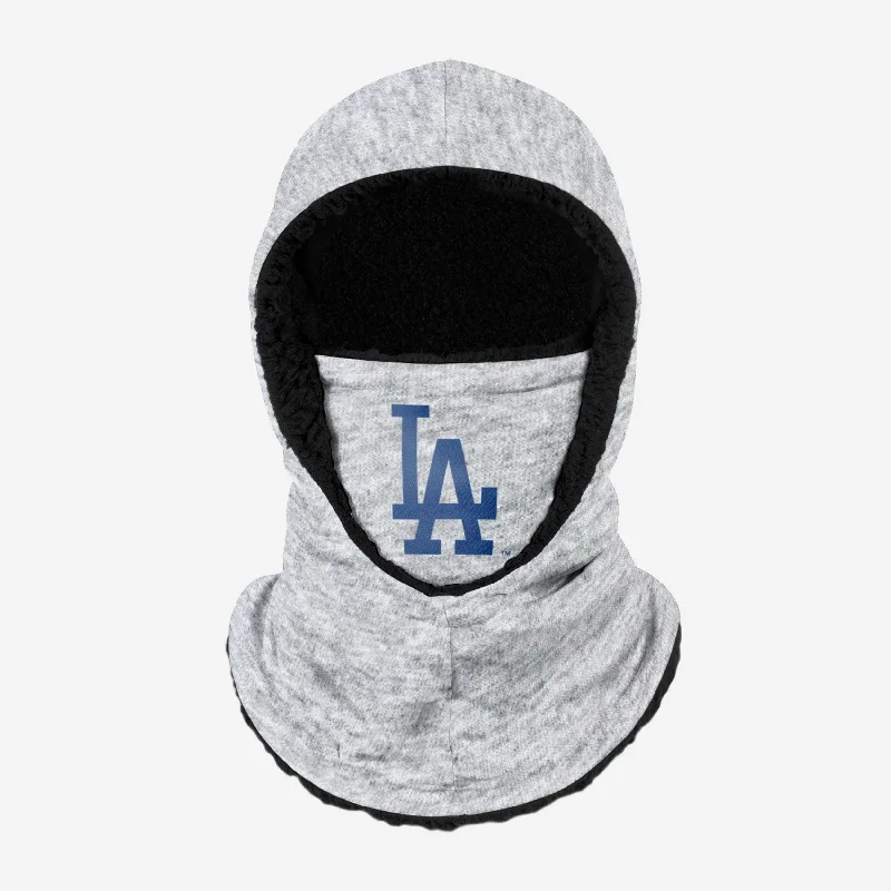 Los Angeles Dodgers Heather Grey Big Logo Hooded Gaiter Hoodie with High-Low Hem Asymmetrical Trendy