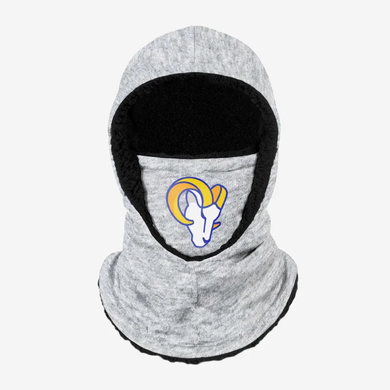 Los Angeles Rams Heather Grey Big Logo Hooded Gaiter Hoodie with Exposed Zipper Edgy Industrial