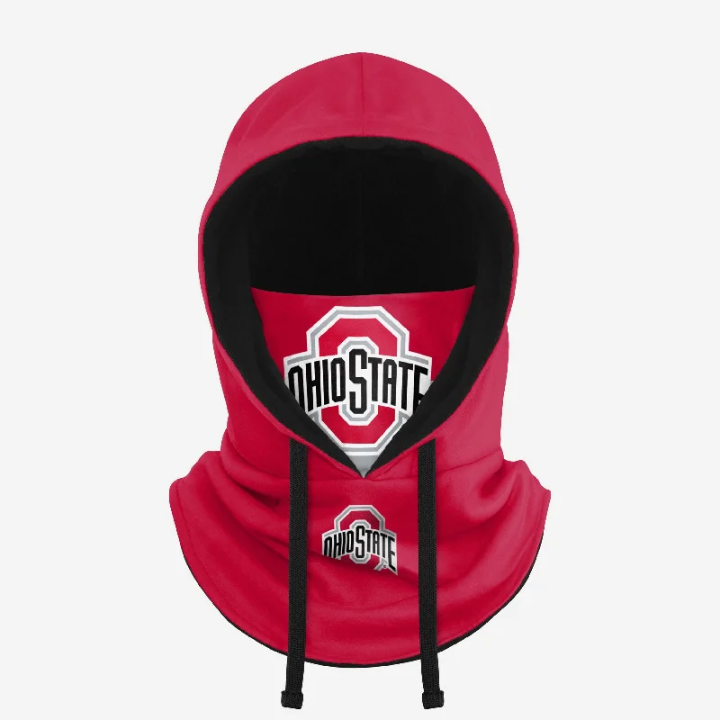 Ohio State Buckeyes Drawstring Hooded Gaiter Hoodie with Rolled Sleeves Casual Relaxed