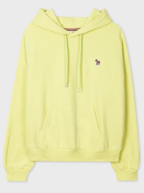 Paul Smith Zebra Motif Washed Lime Hoodie W2R-351V-M20616.10 Zip Hoodie Drawstring Kangaroo Pocket