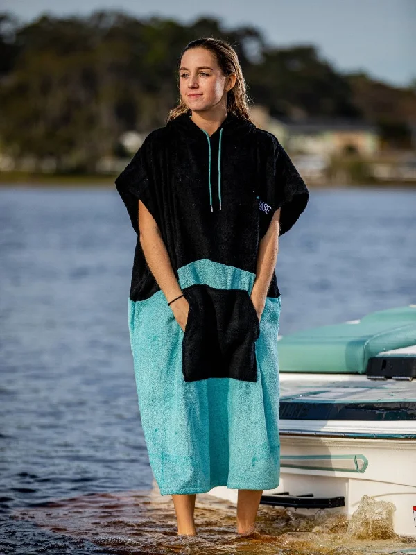 Phase 5 50/50 Hooded Towel in Aqua Hoodie with Monochrome Minimalist Simple