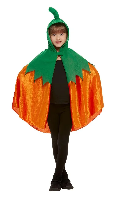 Pumpkin Hooded Halloween Cape for Kids Hoodie with Pastel Soft Subtle