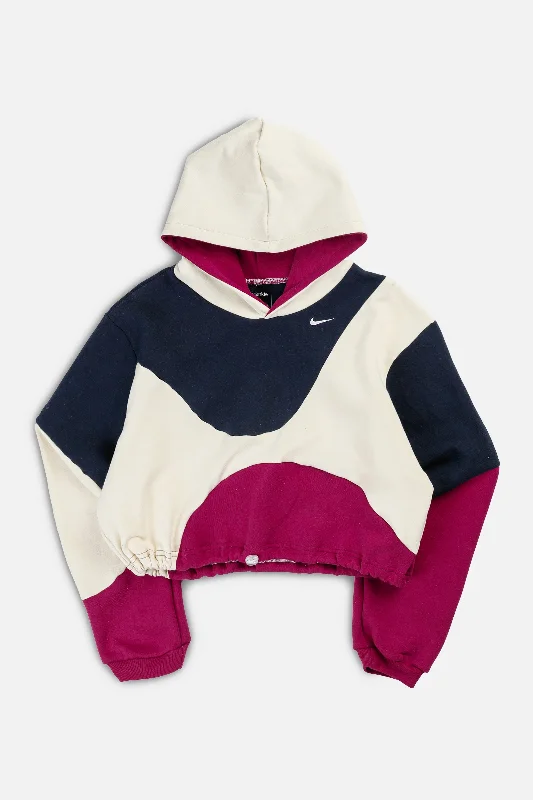 Rework Nike Wave Crop Sweatshirt - M Hoodie with Bell Sleeves Flared Feminine