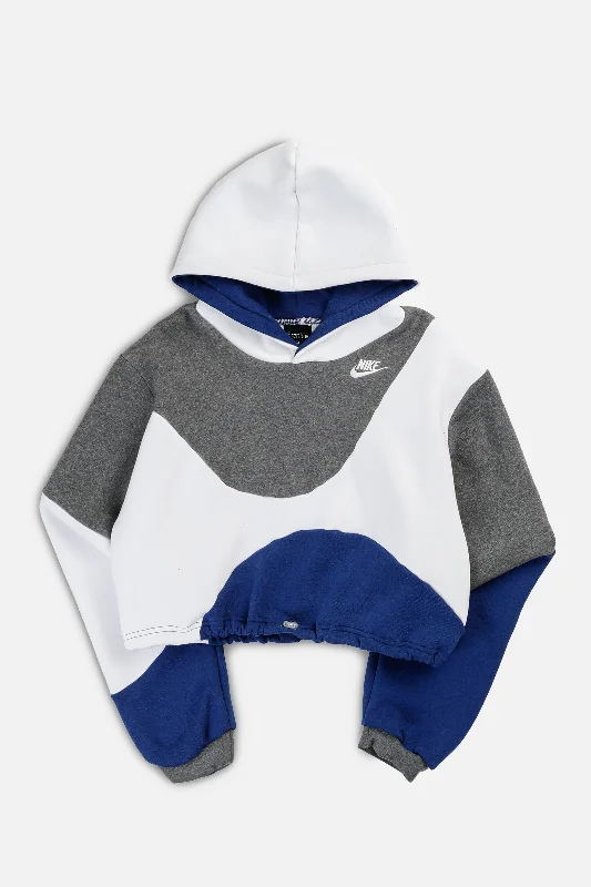 Rework Nike Wave Crop Sweatshirt - M Hoodie with Crew Neck Simple Timeless