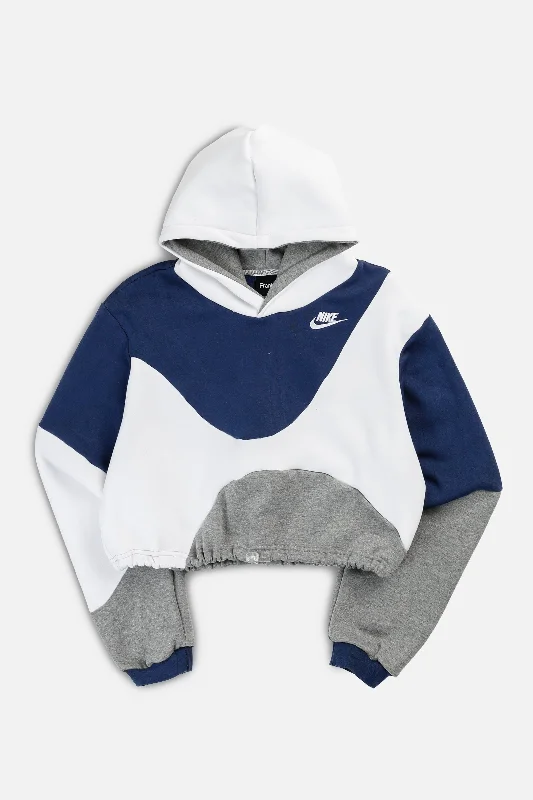 Rework Nike Wave Crop Sweatshirt - S Hoodie with Hem Detail Decorative Unique