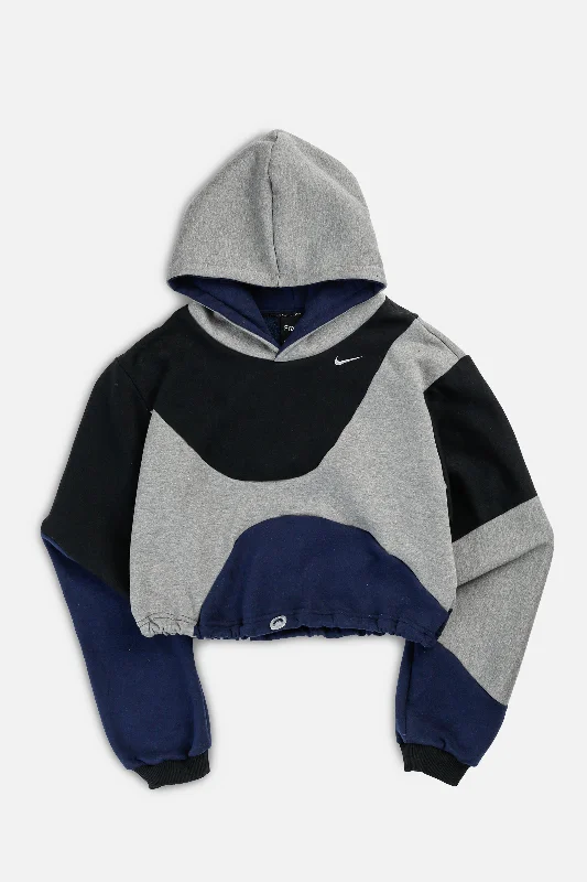 Rework Nike Wave Crop Sweatshirt - XS Hoodie with Full-Zip Functional Layering