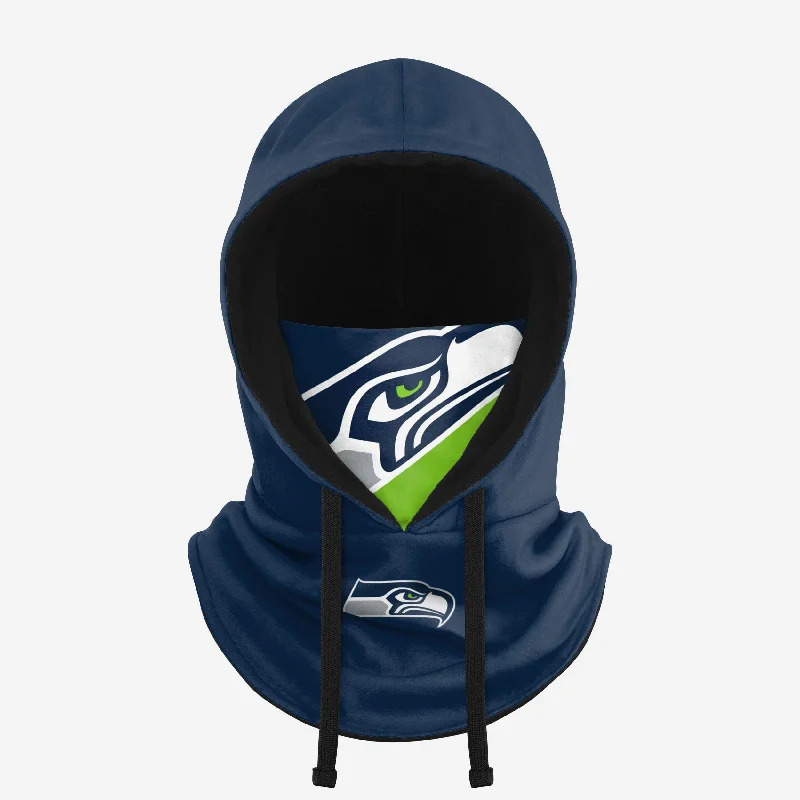 Seattle Seahawks Drawstring Hooded Gaiter Hoodie with Magnetic Closure Innovative Modern