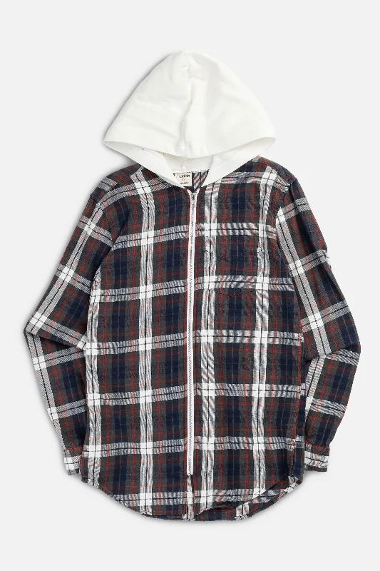 Unisex Rework Hooded Flannel - S Hoodie with Pocket Utility Practical