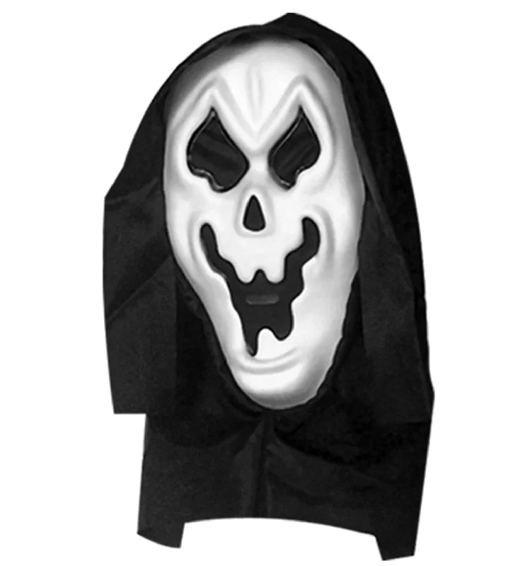 White Ghost Hooded Mask Hoodie with Drawcord Adjustable Secure