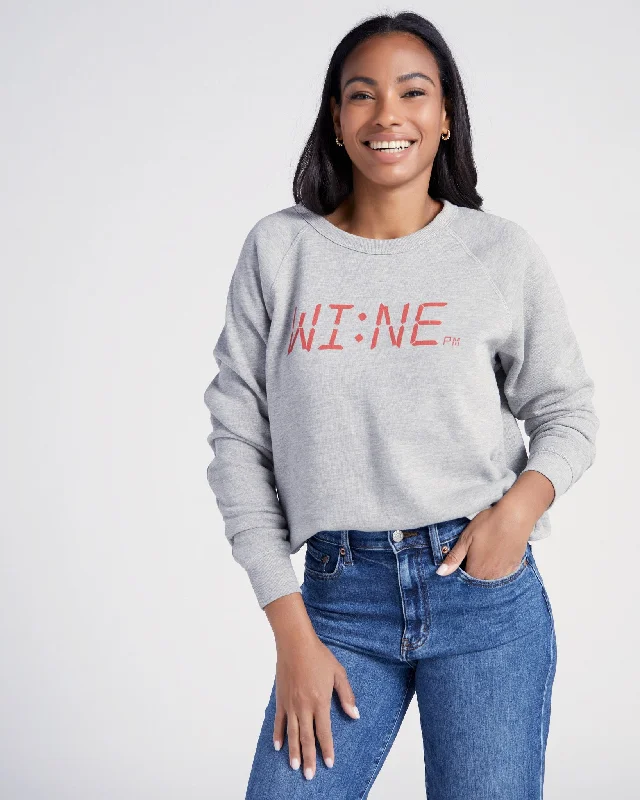 Wine Time Graphic Sweatshirt Hoodie with Drawcord Adjustable Secure