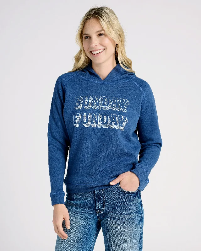 Sunday Funday Graphic Hoodie Hoodie with Lace Feminine Delicate