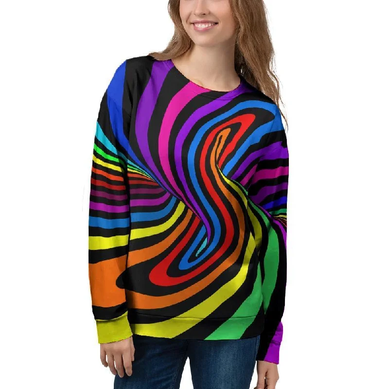 Abstract Colorful Psychedelic Women's Sweatshirt Hoodie with Front Slit Layering Stylish