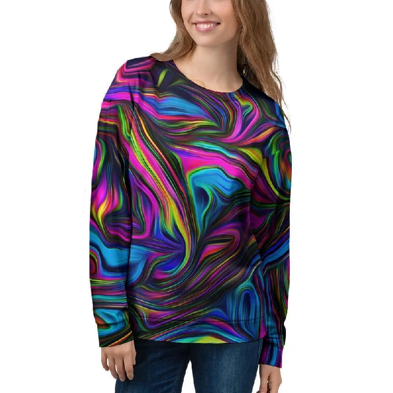 Abstract Psychedelic Women's Sweatshirt Hoodie with Exposed Zipper Edgy Industrial