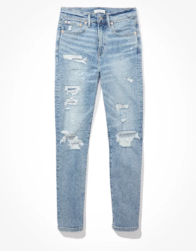 AE77 Premium Mom Jean Stylish High-Waist Skinny Denim