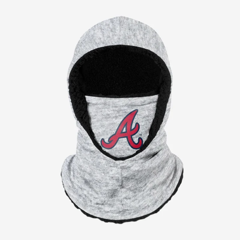 Atlanta Braves Heather Grey Big Logo Hooded Gaiter Hoodie with Sequins Glamorous Eye-catching