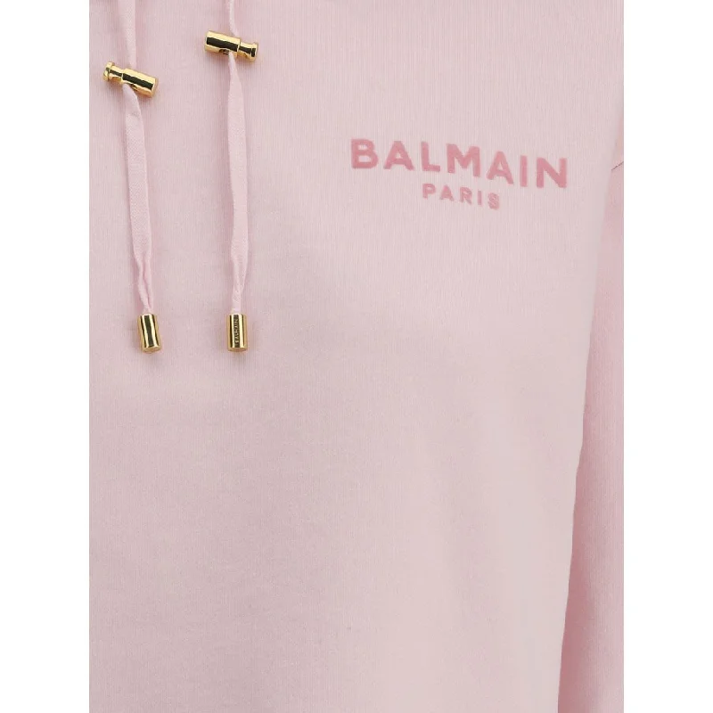 Balmain Cropped Hoodie Hoodie with Hem Ribbing Snug Secure