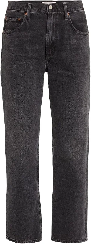 AGOLDE Women's Valen Vintage Straight Jeans, Hitch Elegant Raw Hem Jeans