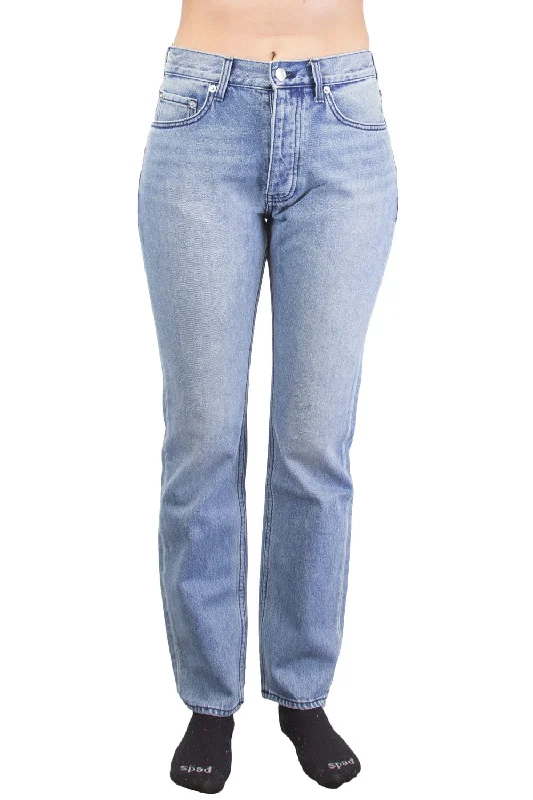 BLK DNM Women's Ash Blue Straight Jeans #WJ372401 $215 NWT Cozy Stretch High-Waist Jeans