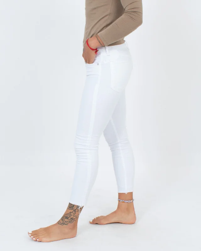 "Dre" Capri White Skinny Jeans Casual Straight-Leg Jeans