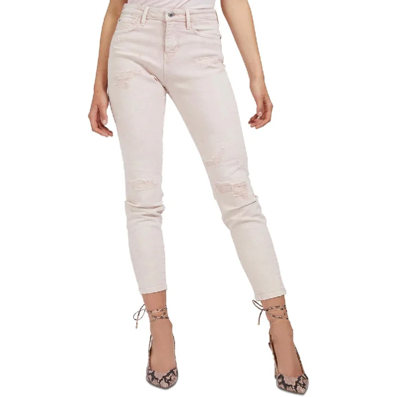 Guess Womens Distressed High Rise Colored Skinny Jeans Chic Rip-Detail High-Waist Jeans