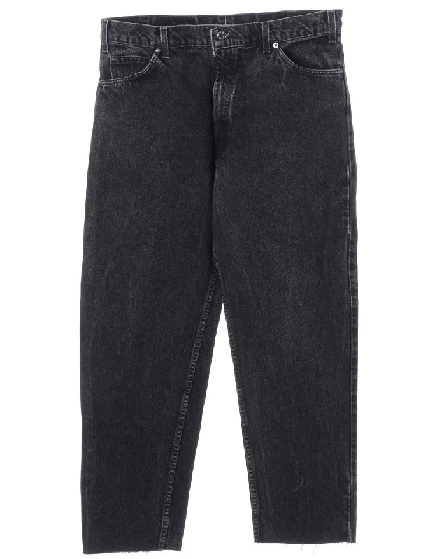 Label Black Cropped Jeans Trendy Wide-Leg High-Waist Denim