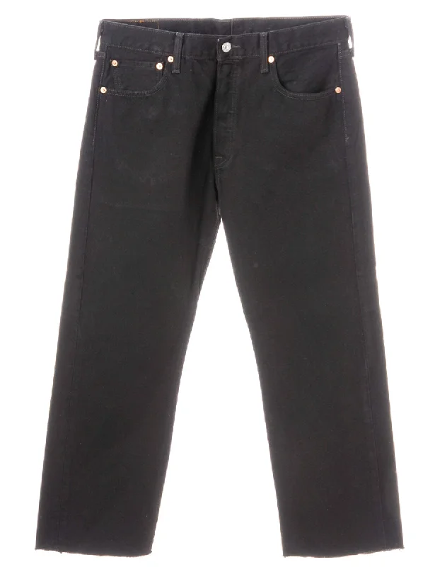 Label Black Cropped Jeans Elegant Raw Hem Jeans