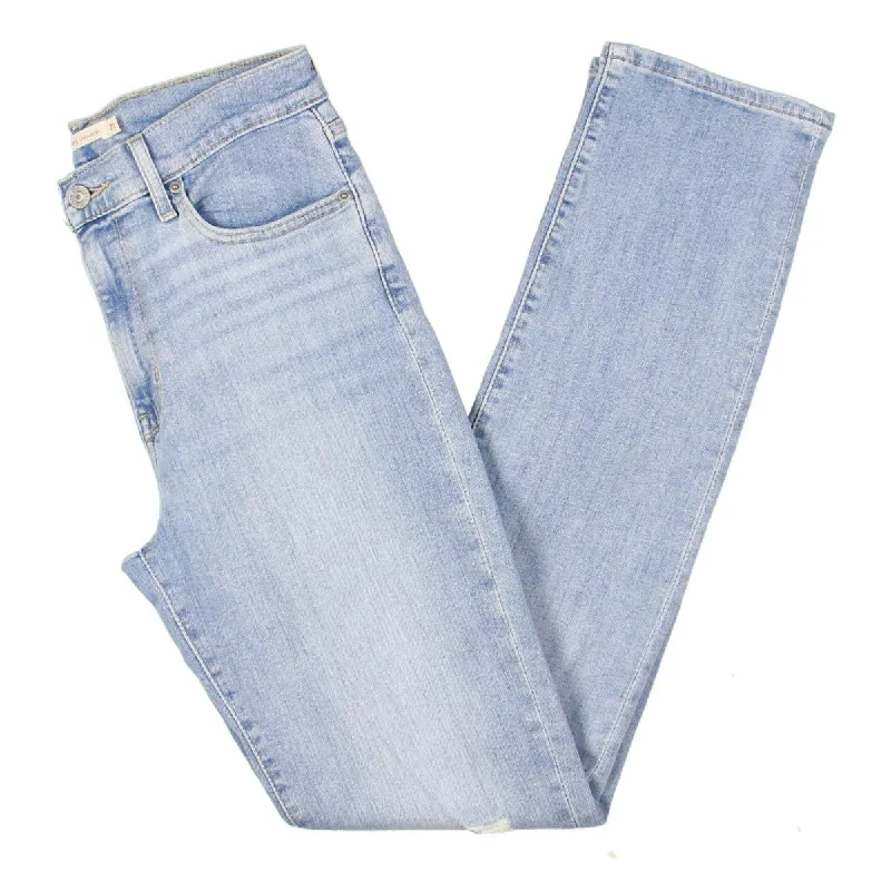 Levi's Womens 724 Destroyed High Rise Straight Leg Jeans Elegant Raw Hem Jeans