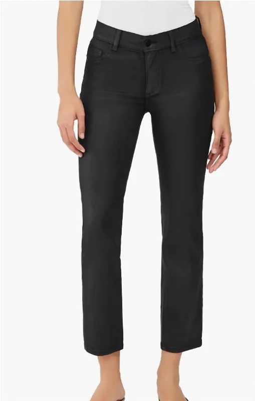 Mara Instasculpt Mid Rise Straight Leg Jeans In Black Coated Fashionable Jeggings Style Jeans