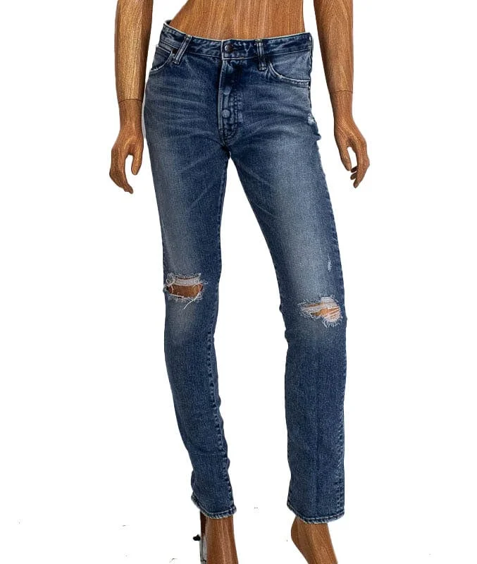 Mid-Rise Distressed Skinny Jean Trendy Classic Fit Jeans