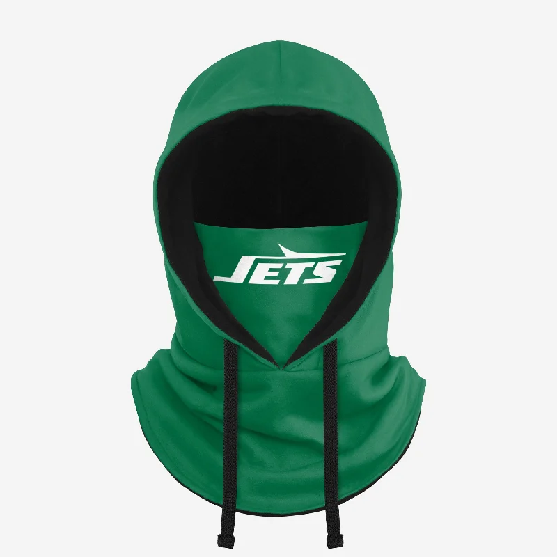 New York Jets Retro Drawstring Hooded Gaiter Hoodie with Ribbed Cuffs Snug Fit Comfort