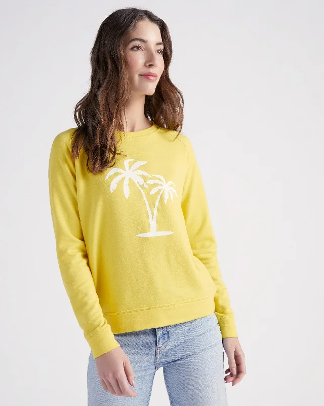 Palm Tree Graphic Sweatshirt Hoodie with Applique Textured Unique