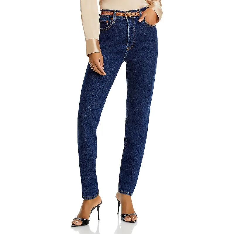 RE/DONE Womens High Rise 5-Pocket Skinny Jeans Chic Rip-Detail High-Waist Jeans