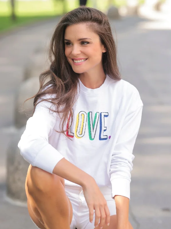 Shiraleah "Love" Sweatshirt, White by Shiraleah Hoodie with Contrast Stitching Detailed Premium