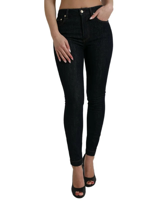 Sleek Mid-waist Stretch Denim Jeans Elegant High-Waisted Flared Jeans