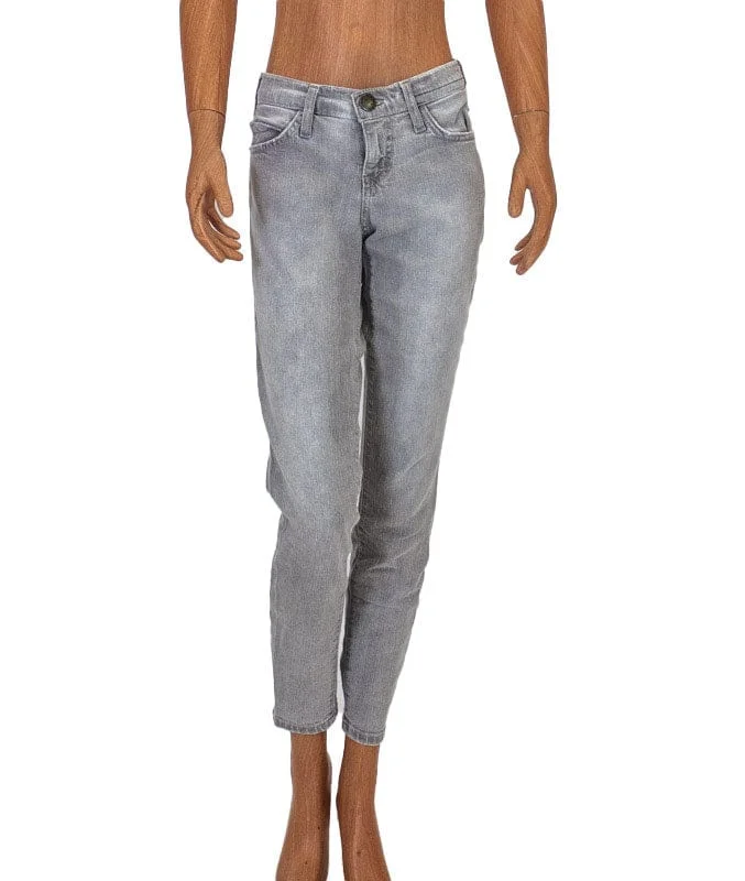 "Stiletto" Cropped Skinny Jeans Elegant Raw Hem Jeans