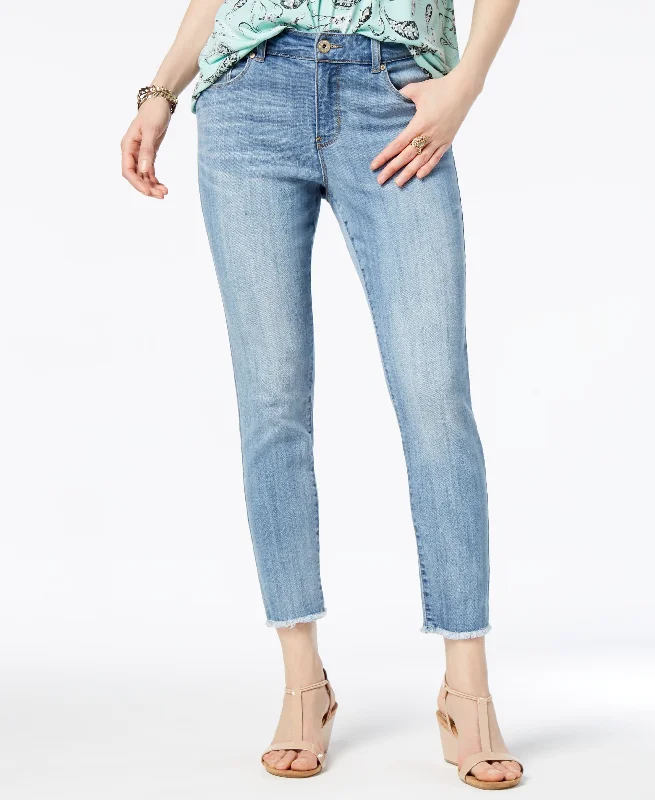 Style & Co Skinny Frayed Cuff Ankle Jeans Comfortable Zip-Fly Denim Jeans