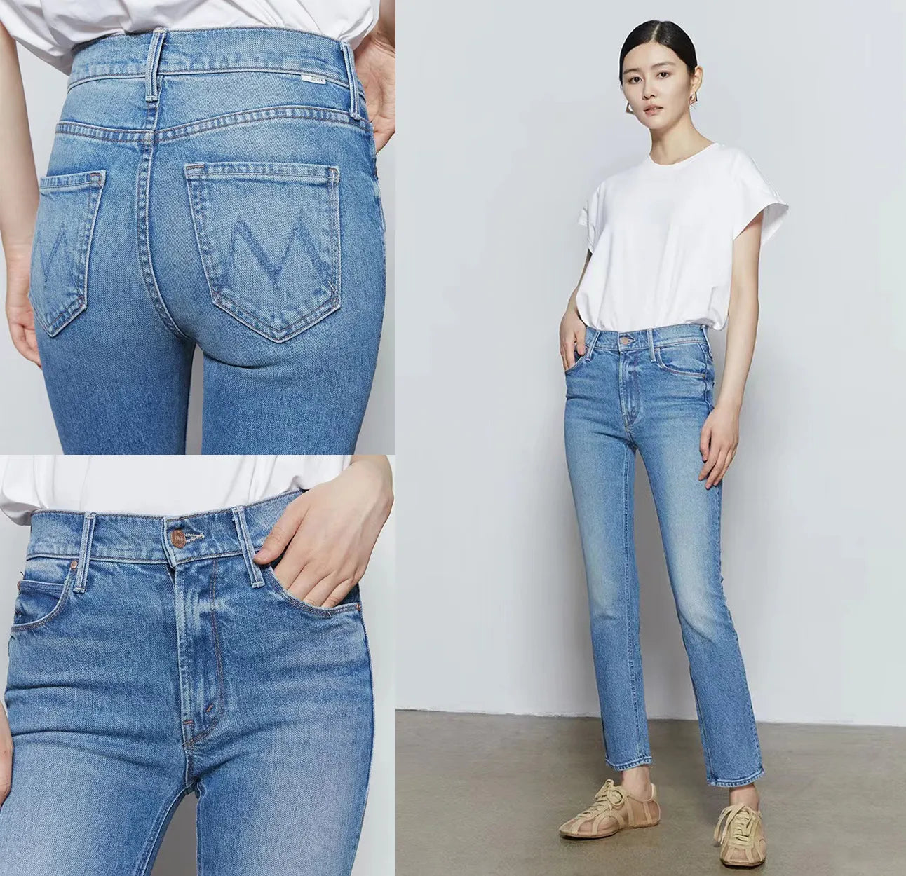 Women Stretch straight denim pants fashion casual ankle-length jeans Elegant Skinny Leg Jeans