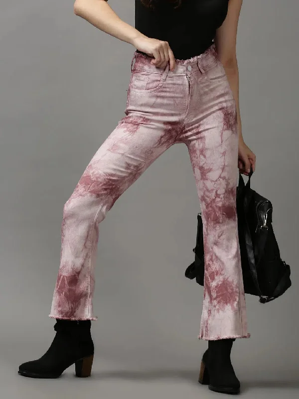 Women's Mauve Solid Bootcut Denim Jeans-GZ-5139-Mauve Fashionable Distressed Jeans