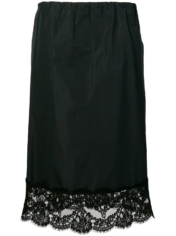 lace-panelled skirt leather skirt sleek