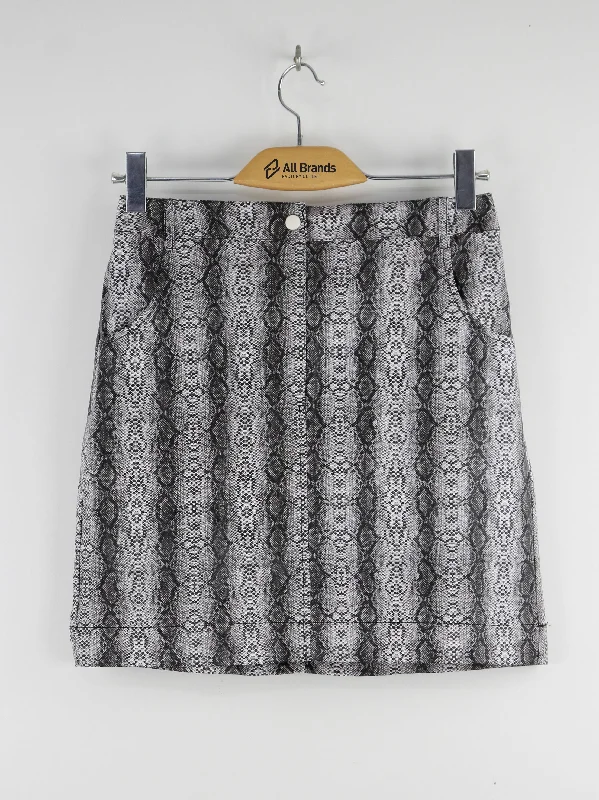 Women's Tiger Print Skirt,Black/White relaxed fit skirt