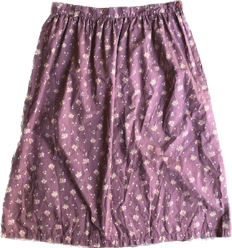 90s Eddie B. Calico Mauve Skirt       W34 linen skirt relaxed