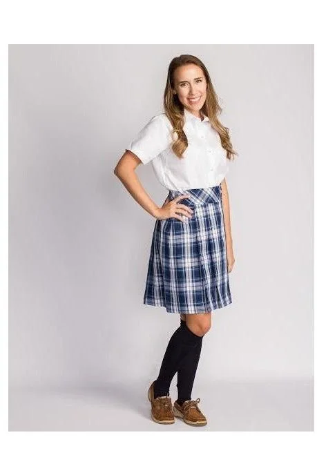 Blue Plaid Mock Wrap Skirt cashmere skirt rich