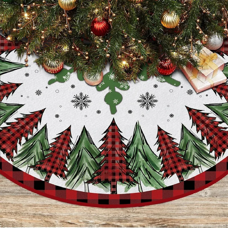 Buffalo Plaid Trees Pencil Tree Skirt - 48" a-line skirt cut