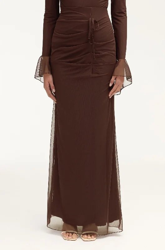 Capri Rouched Maxi Skirt - Espresso cashmere skirt fine