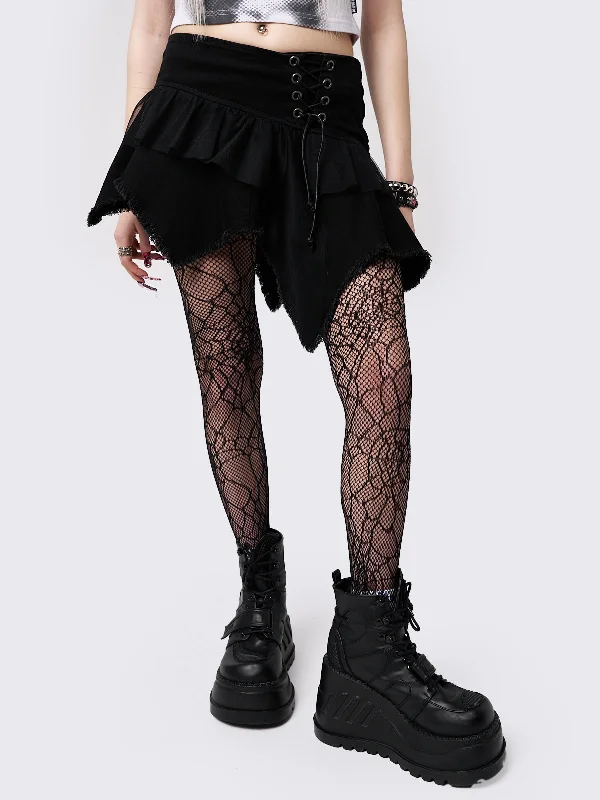 Cassandra Asymmetric Lace Up Mini Skirt silk skirt sleek