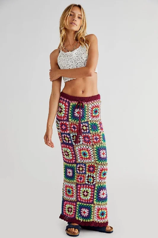 CROCHET DREAM MAXI SKIRT LISA X FREE PEOPLE silk skirt lustrous