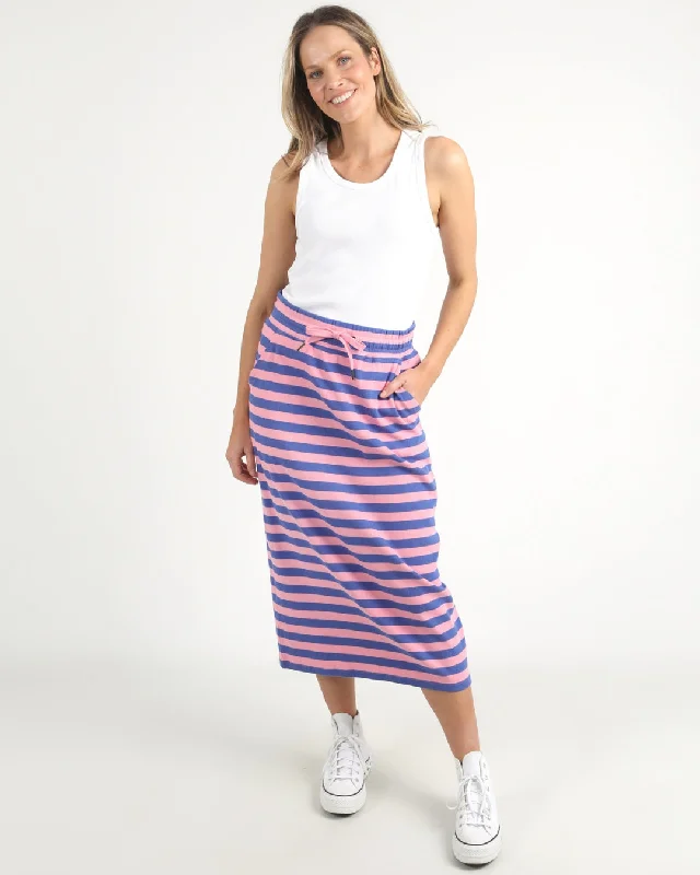 Elm Sunset Stripe Skirt Strawberry Royal belted skirt waist