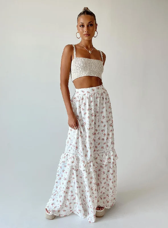 Fowler Maxi Skirt White leather skirt sleek